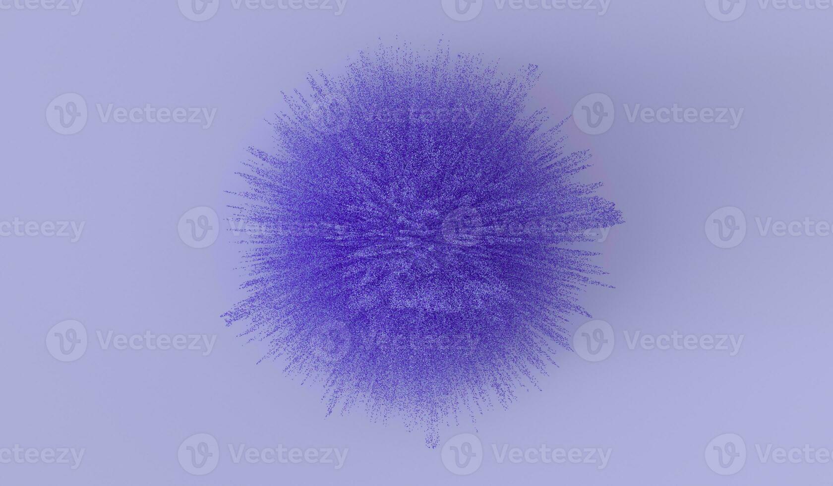 Explosion particles of purple powder on purple background. photo