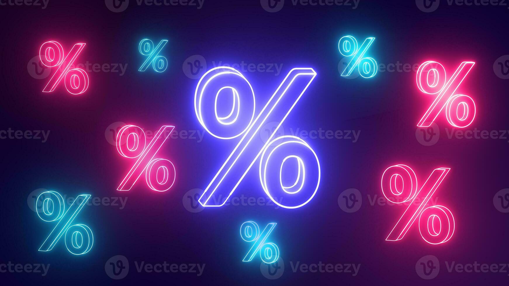 Neon Percentage sign. Discount price offer, Online shopping, sale. photo