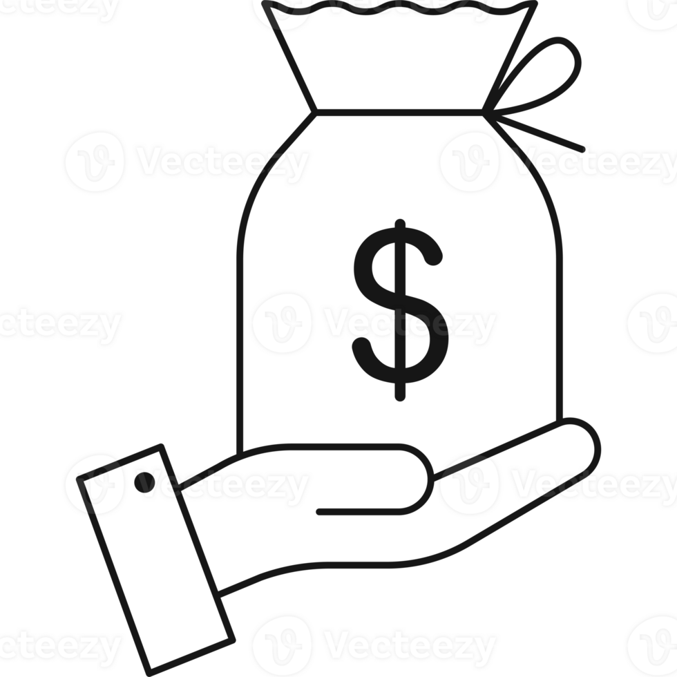Moneybag Icon Outline PNG Transparent Background