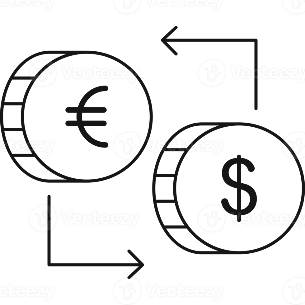 Exchange Rates Icon Outline PNG Transparent Background