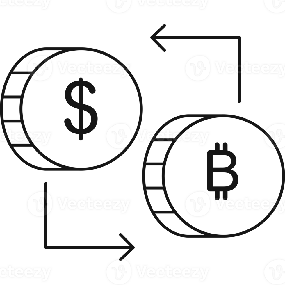 Coin Exchange Icon Outline PNG Transparent Background