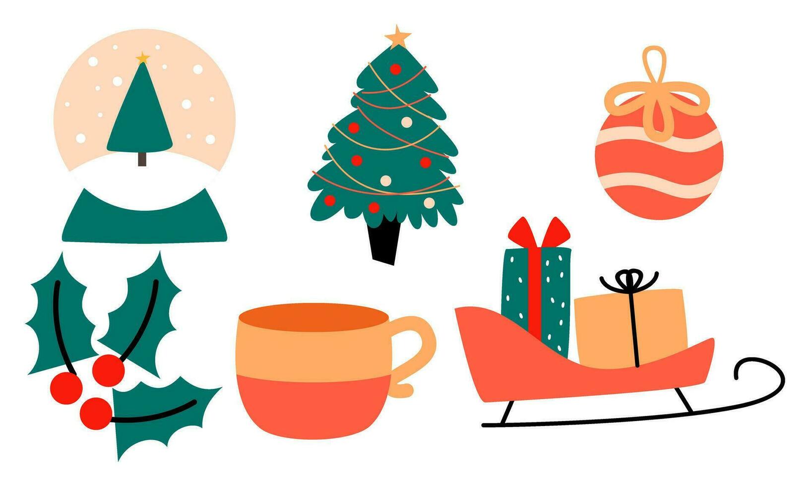 alegre Navidad linda moderno minimalista estilo elementos vector