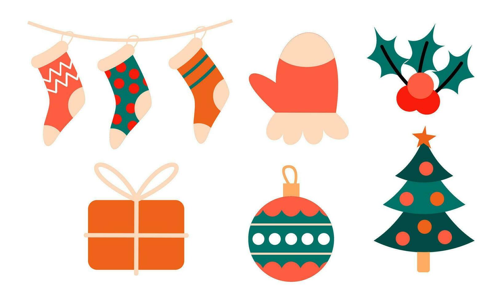 Merry Christmas cute modern minimalist style elements vector