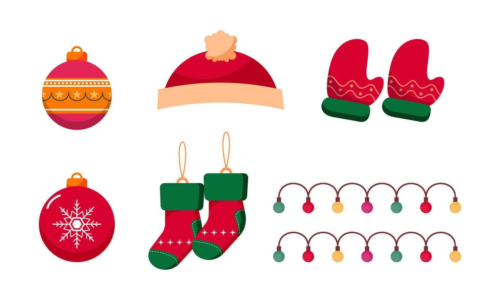 Merry Christmas cute modern minimalist style elements vector
