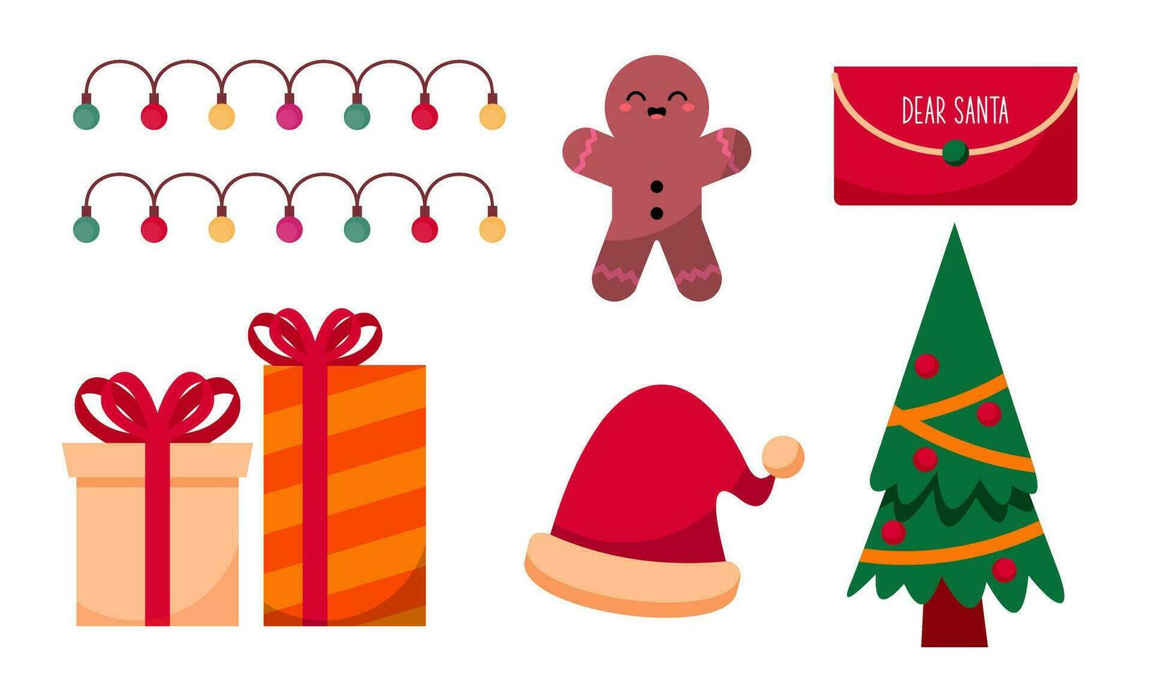 Merry Christmas cute modern minimalist style elements vector