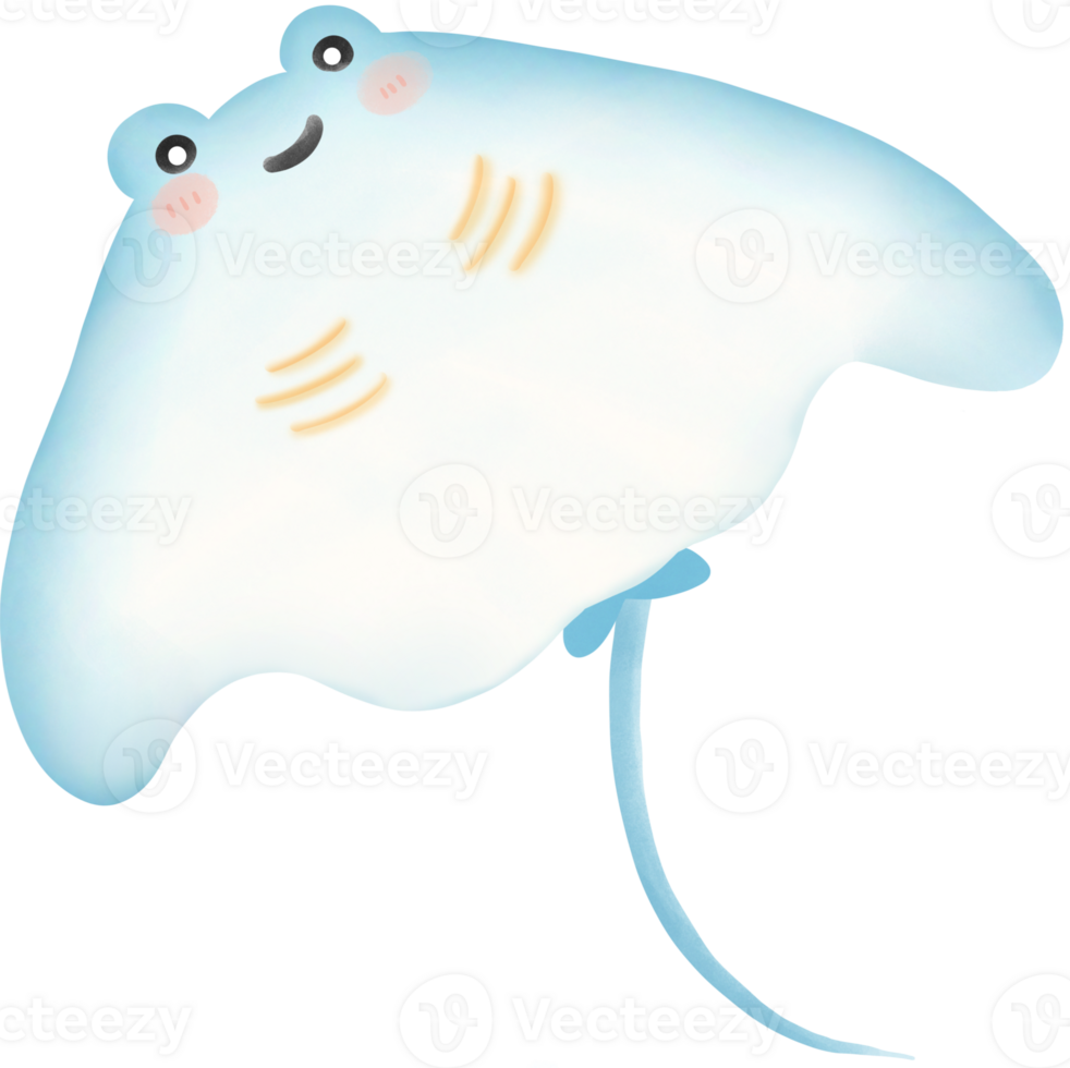 Blue stingray smiling face png