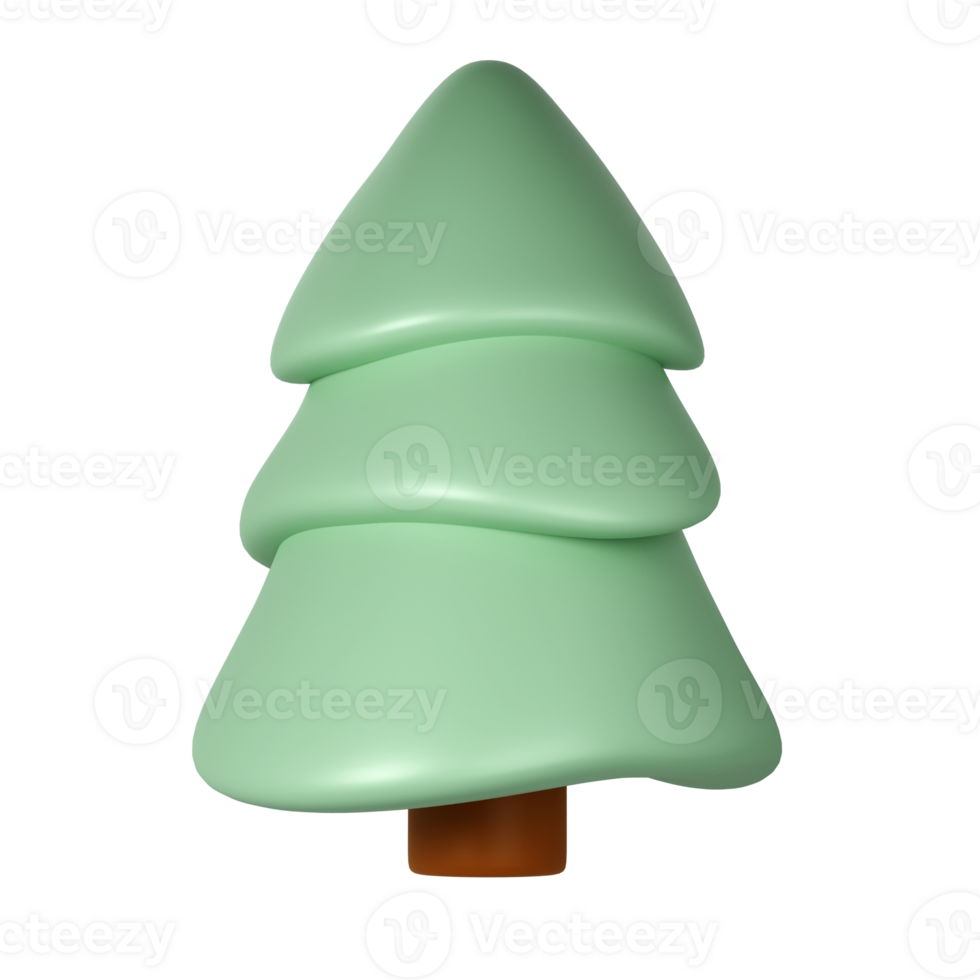 3d illustration of Christmas tree. Holiday element isolated Render Abstract Evergreen Tree Fir. Happy New Year Decoration Holiday. New Year and Xmas Celebration png
