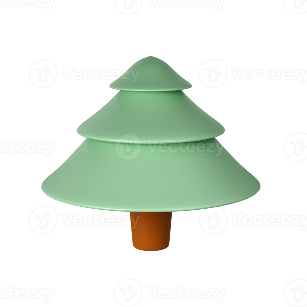 3d illustration of Christmas tree. Holiday element isolated Render Abstract Evergreen Tree Fir. Happy New Year Decoration Holiday. New Year and Xmas Celebration png
