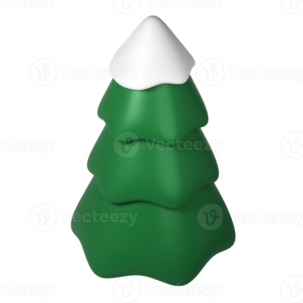 3d illustration of Christmas tree with snow. Holiday element isolated Render Abstract Evergreen Tree Fir. Happy New Year Decoration Holiday. New Year and Xmas Celebration png