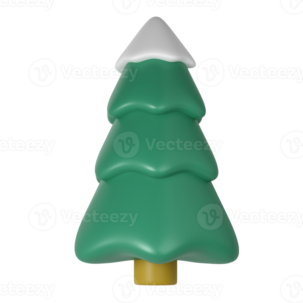 3d illustration of Christmas tree with snow. Holiday element isolated Render Abstract Evergreen Tree Fir. Happy New Year Decoration Holiday. New Year and Xmas Celebration png