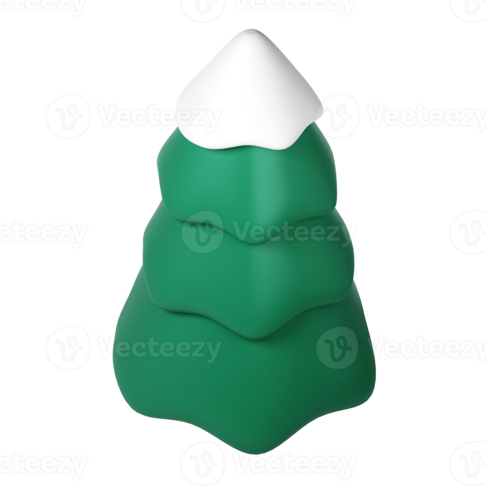 3d illustration of Christmas tree with snow. Holiday element isolated Render Abstract Evergreen Tree Fir. Happy New Year Decoration Holiday. New Year and Xmas Celebration png
