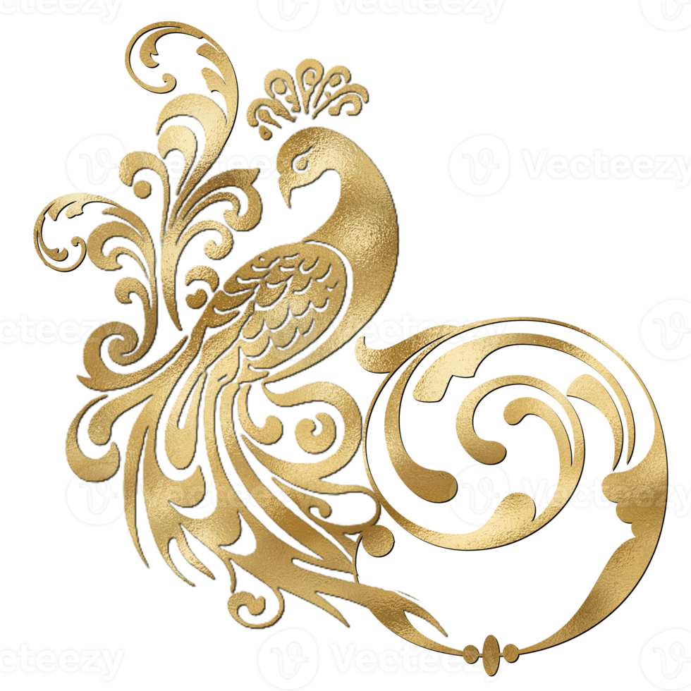 GOLDEN PEACOCK DECORATION png