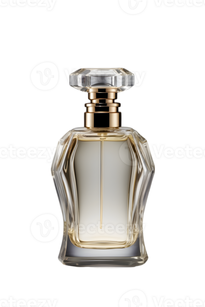 perfume bottle with white roses on transparent background ai generative png