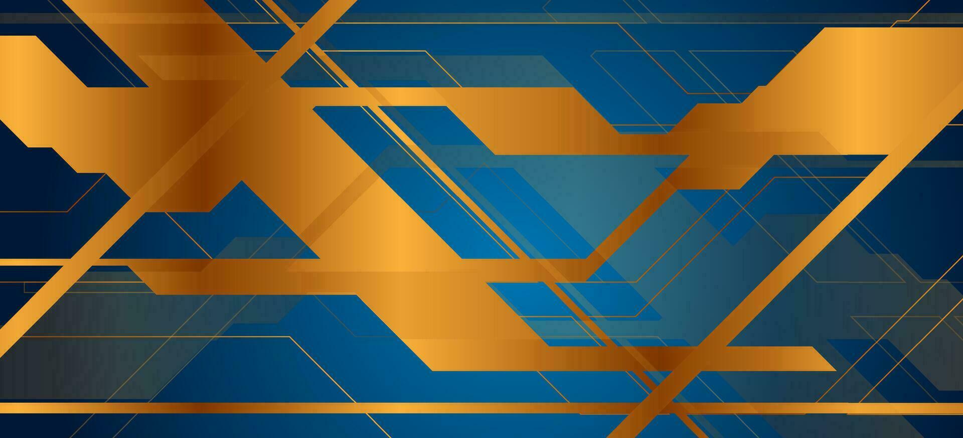 Golden and blue abstract geometric tech background vector