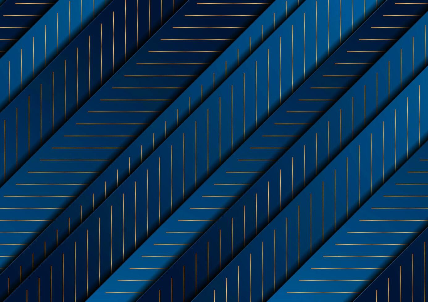 Dark blue striped background with golden lines vector