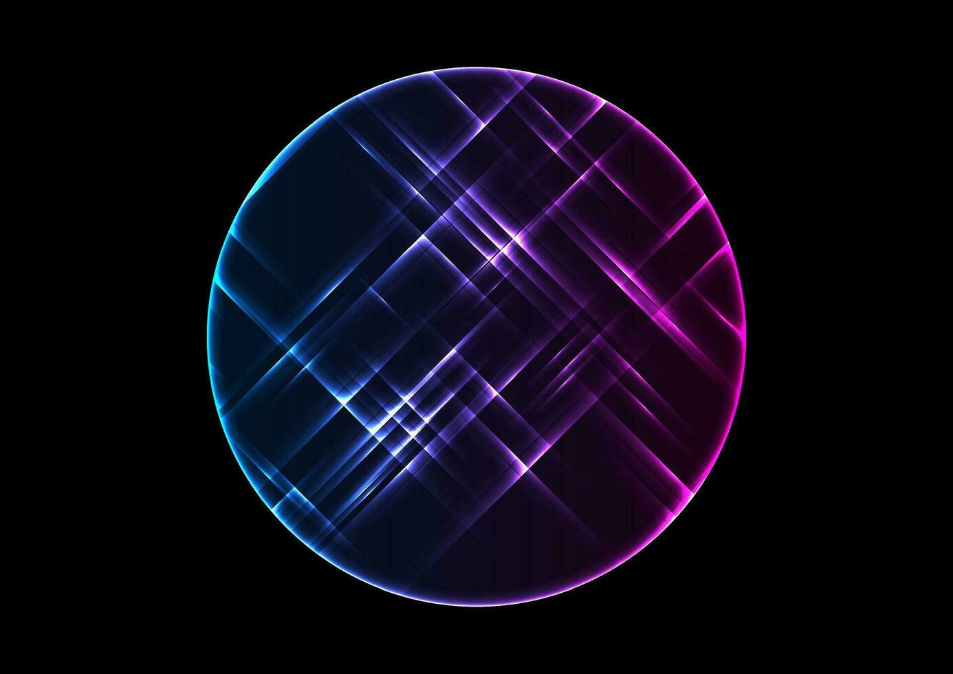 Blue purple glowing neon circle abstract tech background vector