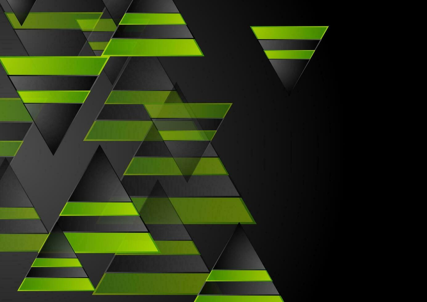 Green and black shiny glossy triangles abstract geometry background vector