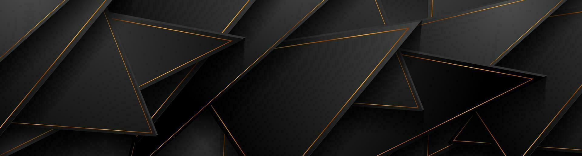 Black and golden tech abstract low poly background vector