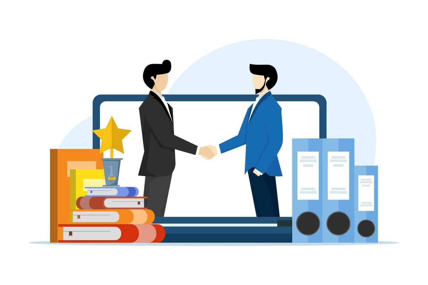 Concept of business agreement, entrepreneur, startup, business deal, cooperation, investment, partnership, partner, legally binding terms of agreement, vector flat illustration on a white background.