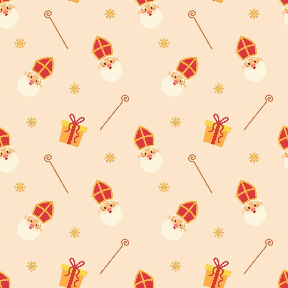 Seamless pattern with Sinterklaas or Saint Nicholas. Vector illustration.