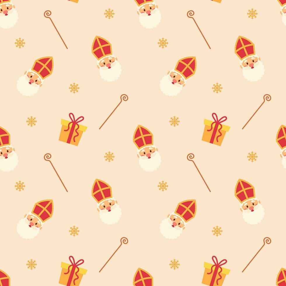 Seamless pattern with Sinterklaas or Saint Nicholas. Vector illustration.