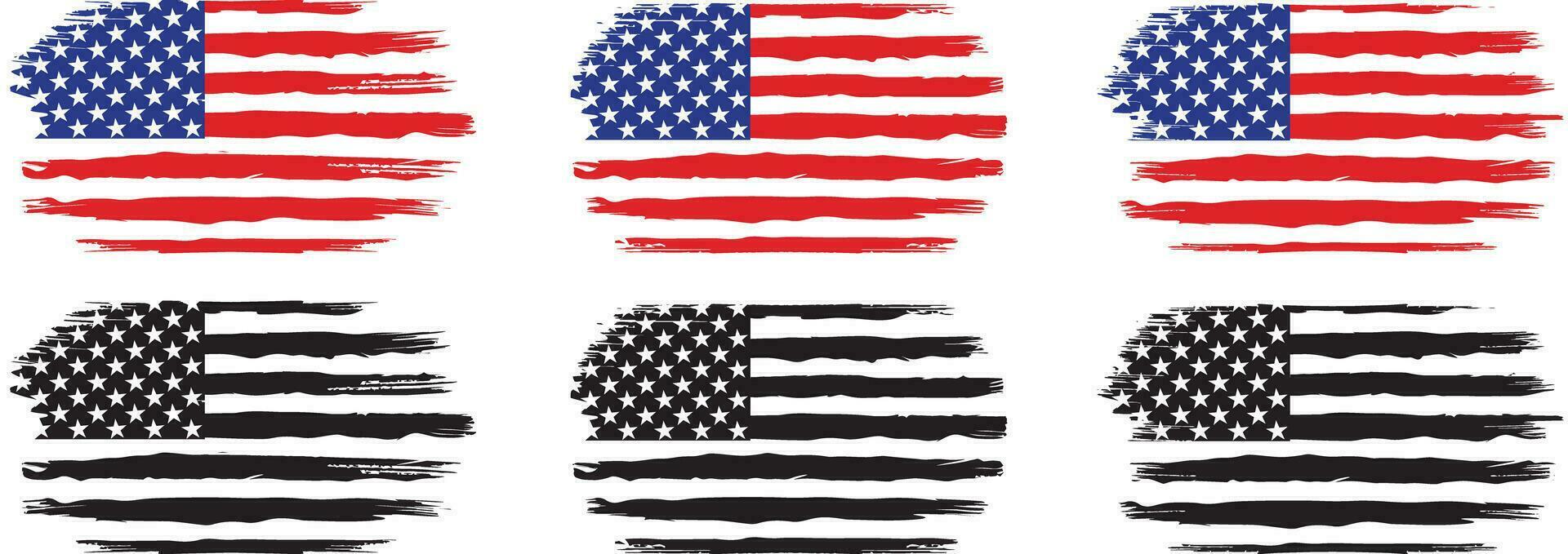 Set of USA grange flag, USA flag silhouette vector