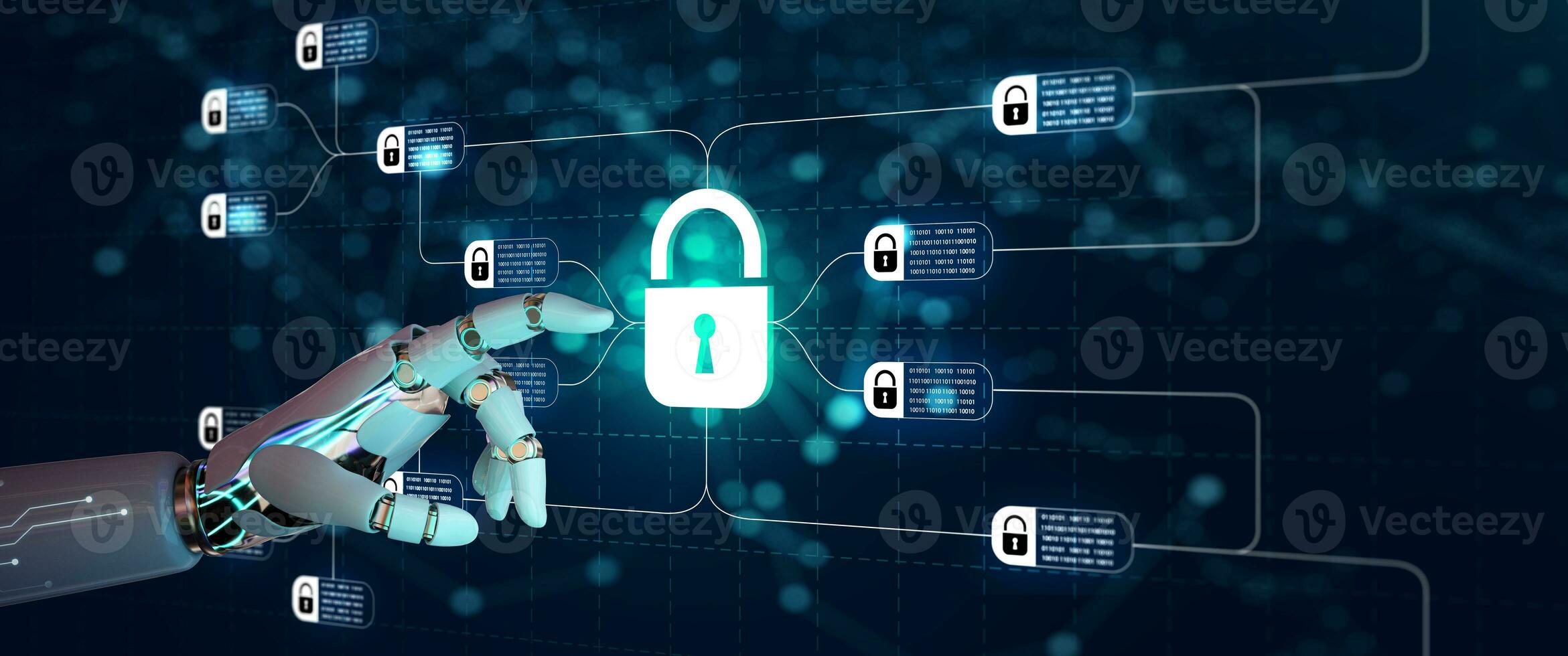 Block chain network with Artificial Intelligence Concept. Distributed Ledger Technology DLT. photo