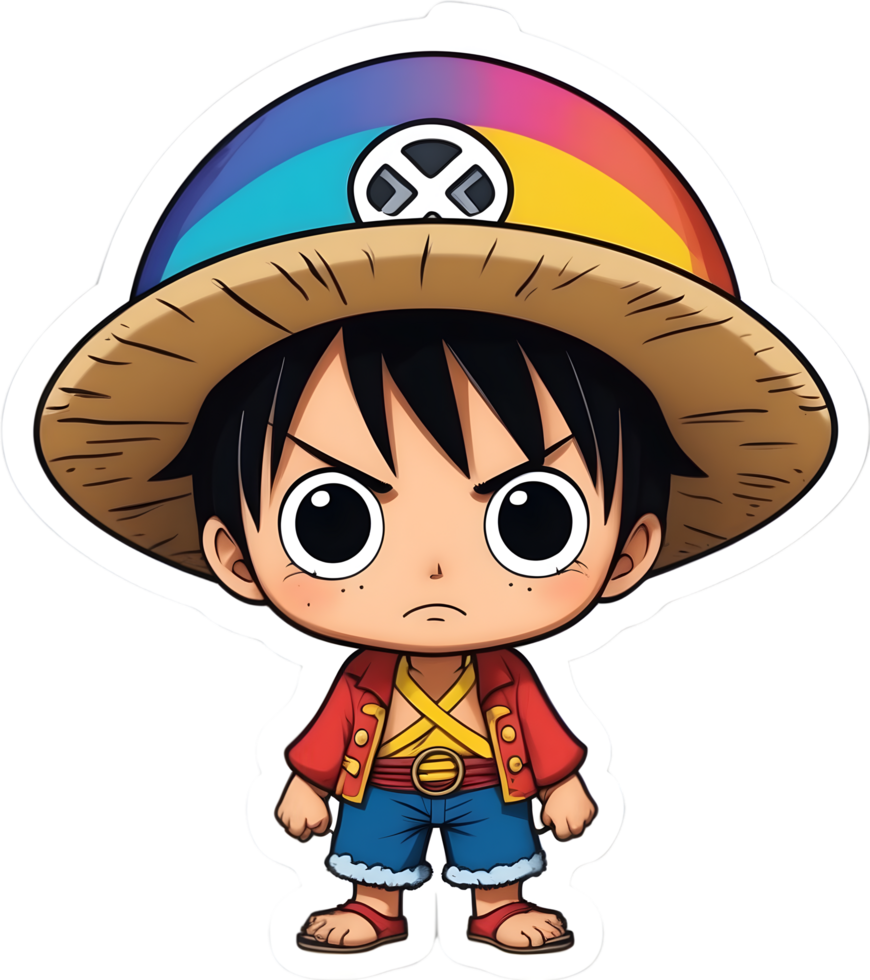 een stuk luffy met regenboog kleur ai generatief png