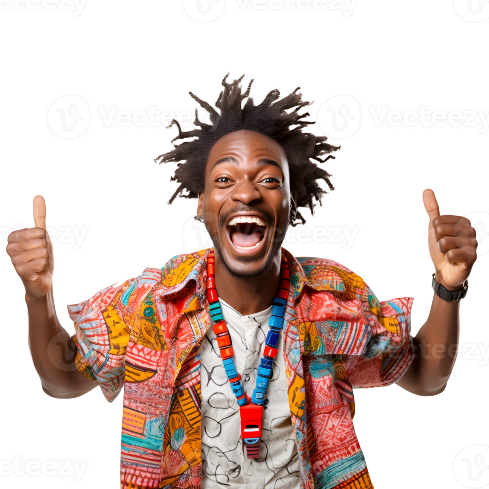 Portrait of young african american man with dreadlocks showing thumbs up AI Generated png