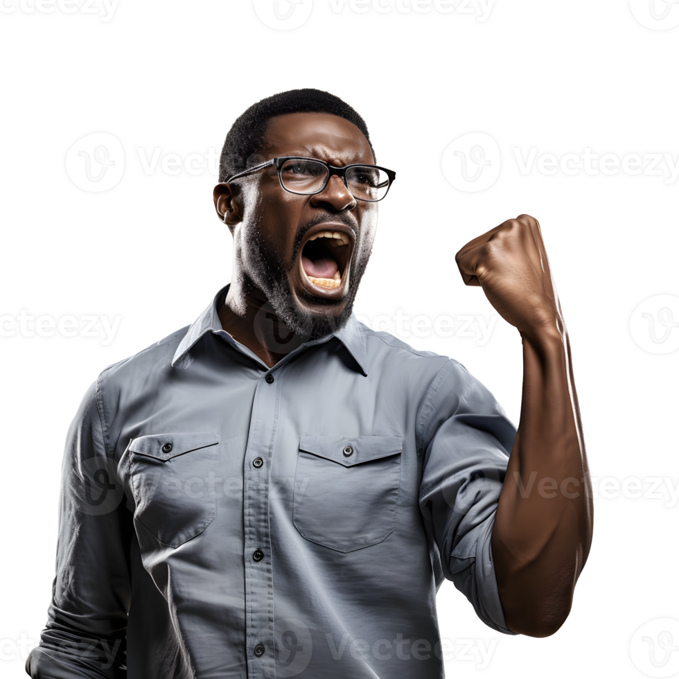 African american men clenched excited fists, the concept of success AI Generated png