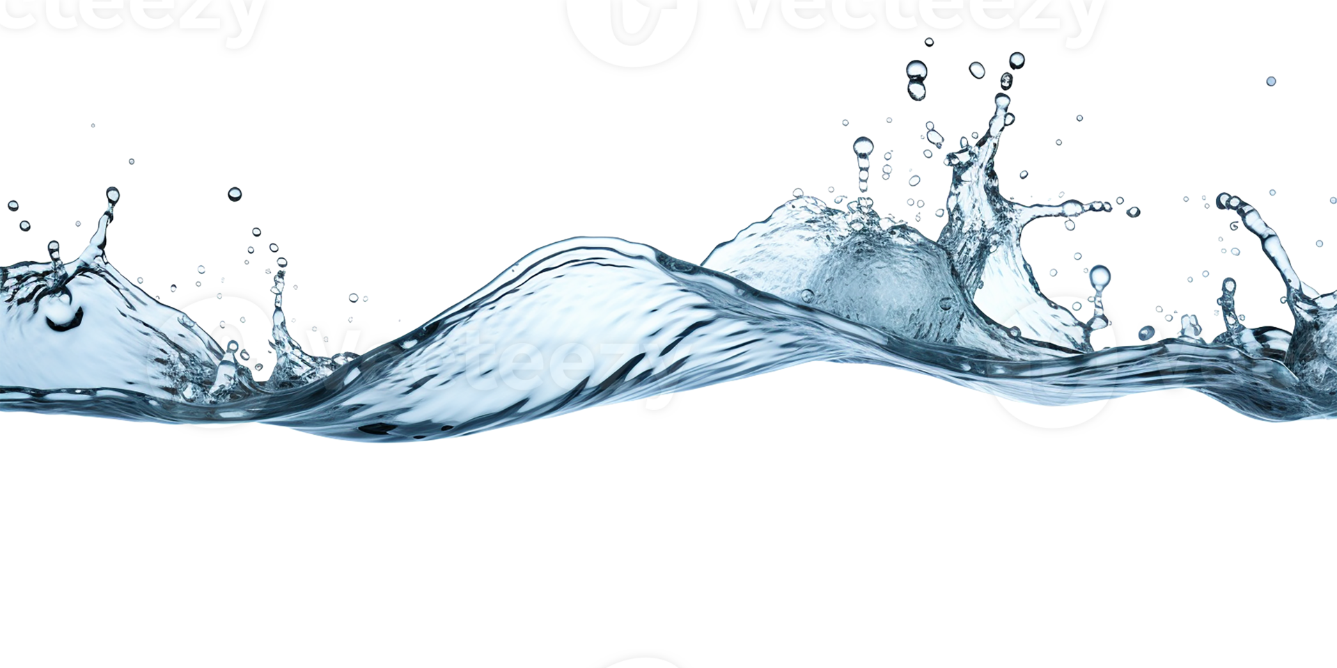 photorealistic image of a water splash. transparent splash of blue water with drops and splashes. AI Generative png