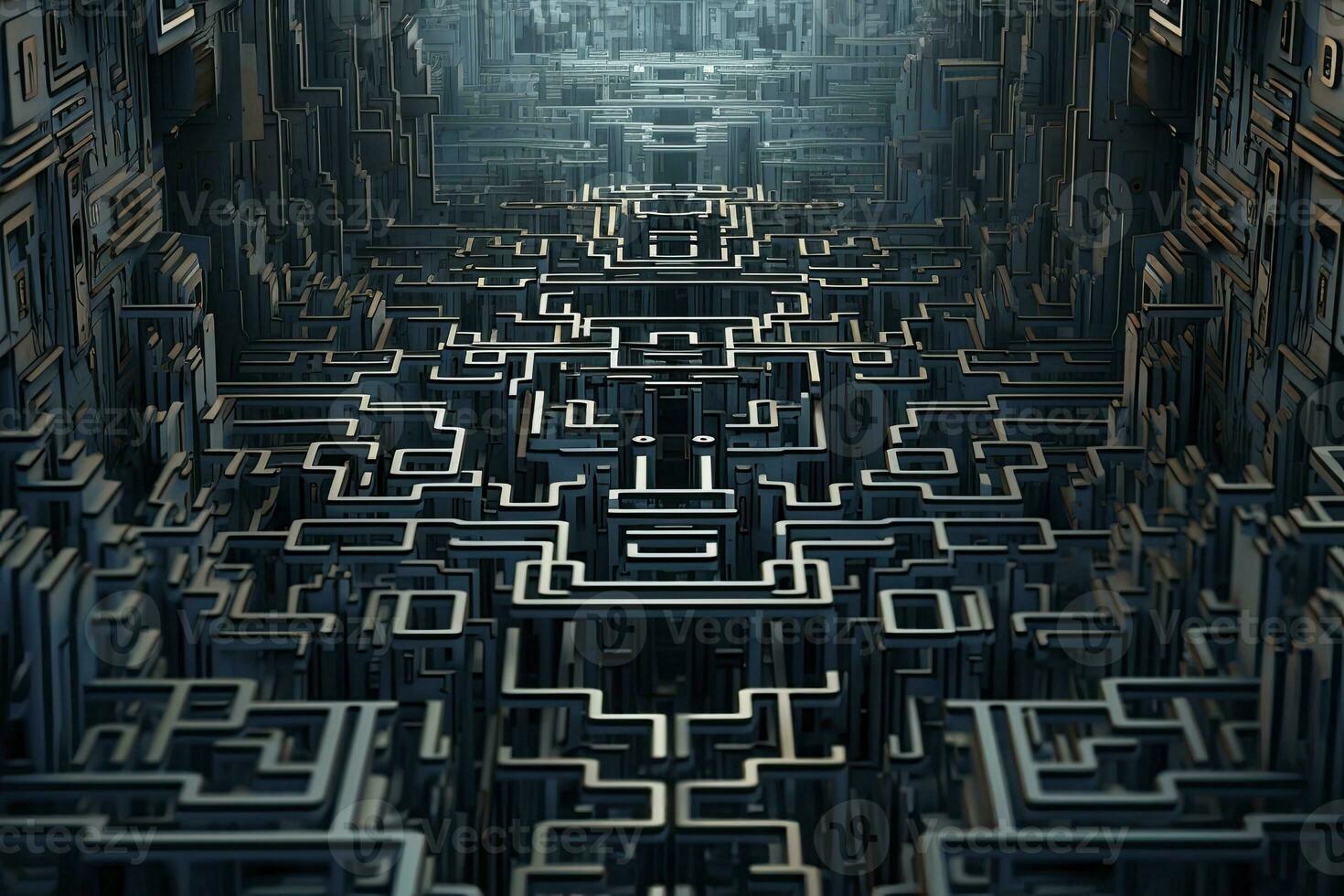 Artificial intelligence in an abstract maze. AI Generated photo