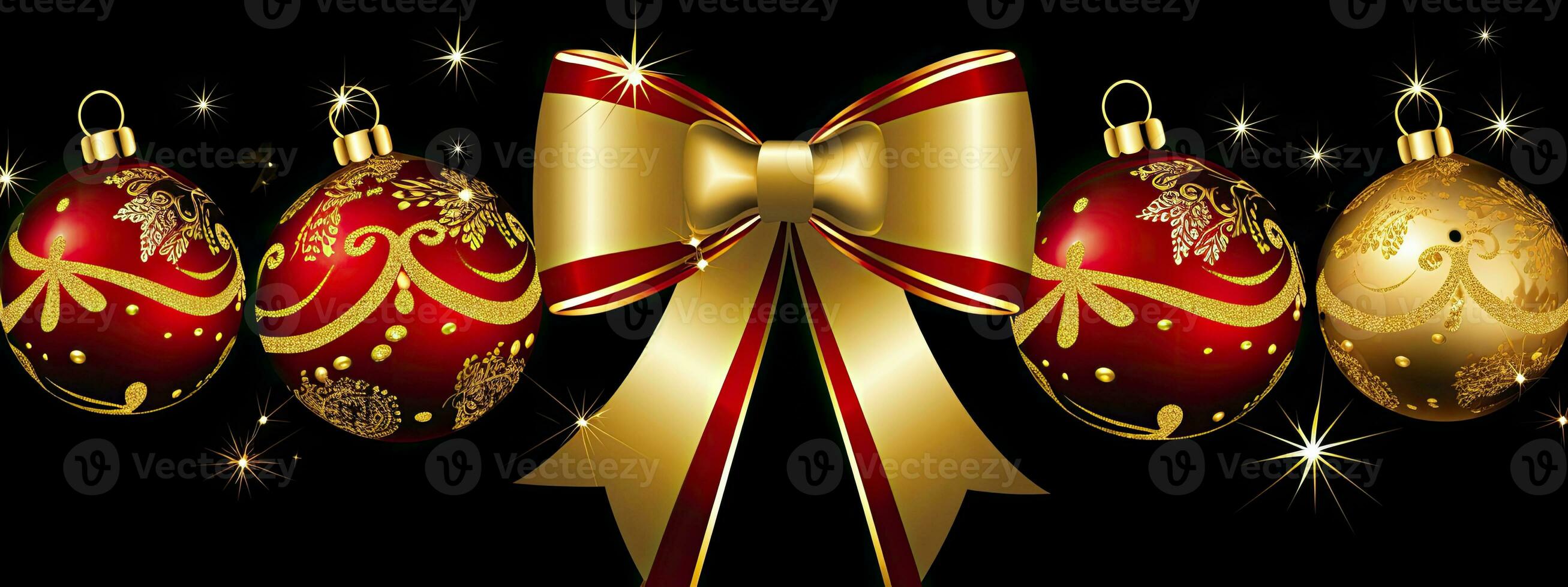 clipart merry Christmas ornaments with bow ribbon and ribbon.AI Generated photo