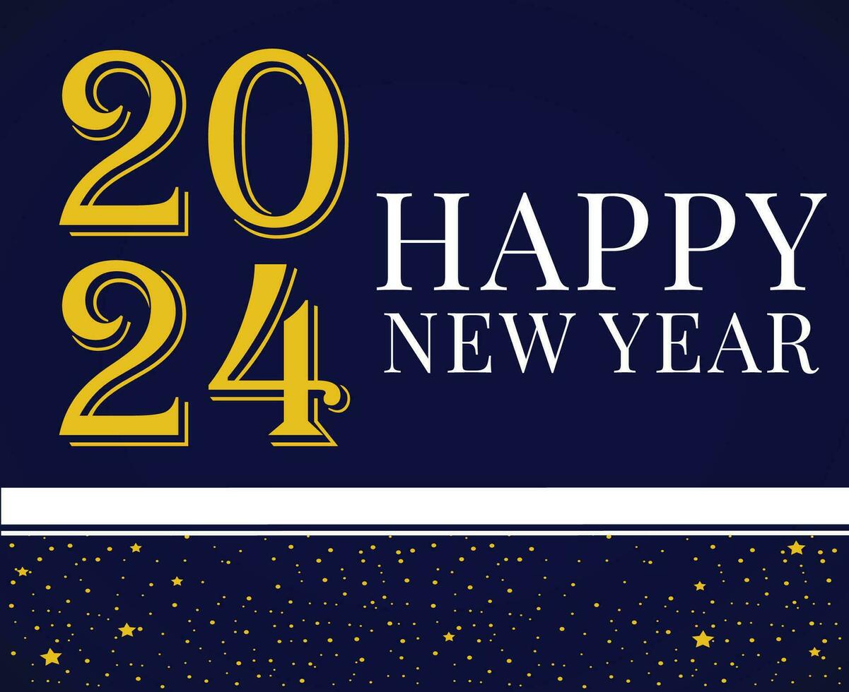 Happy new year 2024 illustration in yellow color text on white