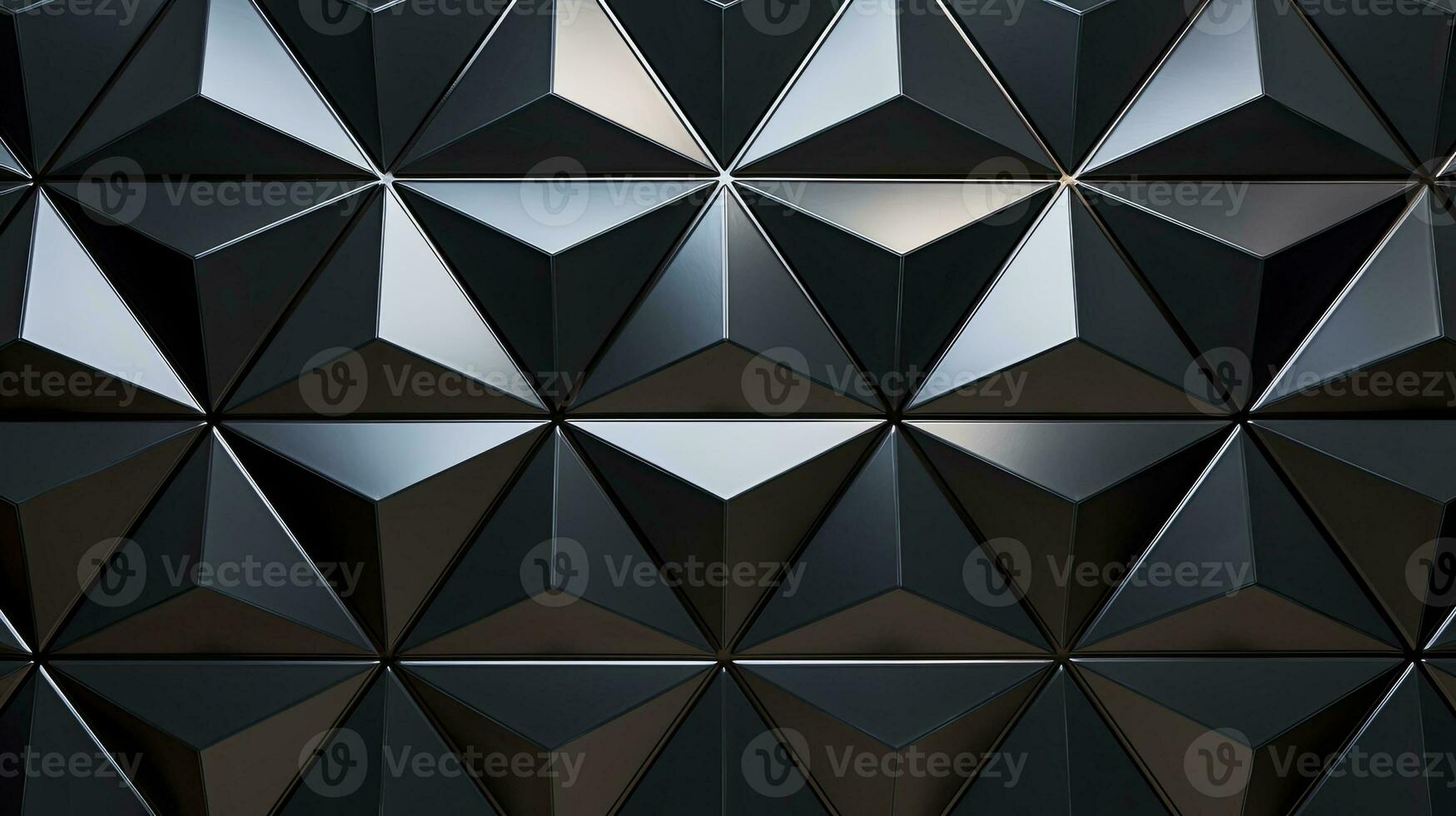 Polished Semigloss Wall Background with Triangular Black Block Tiles. AI Generated photo