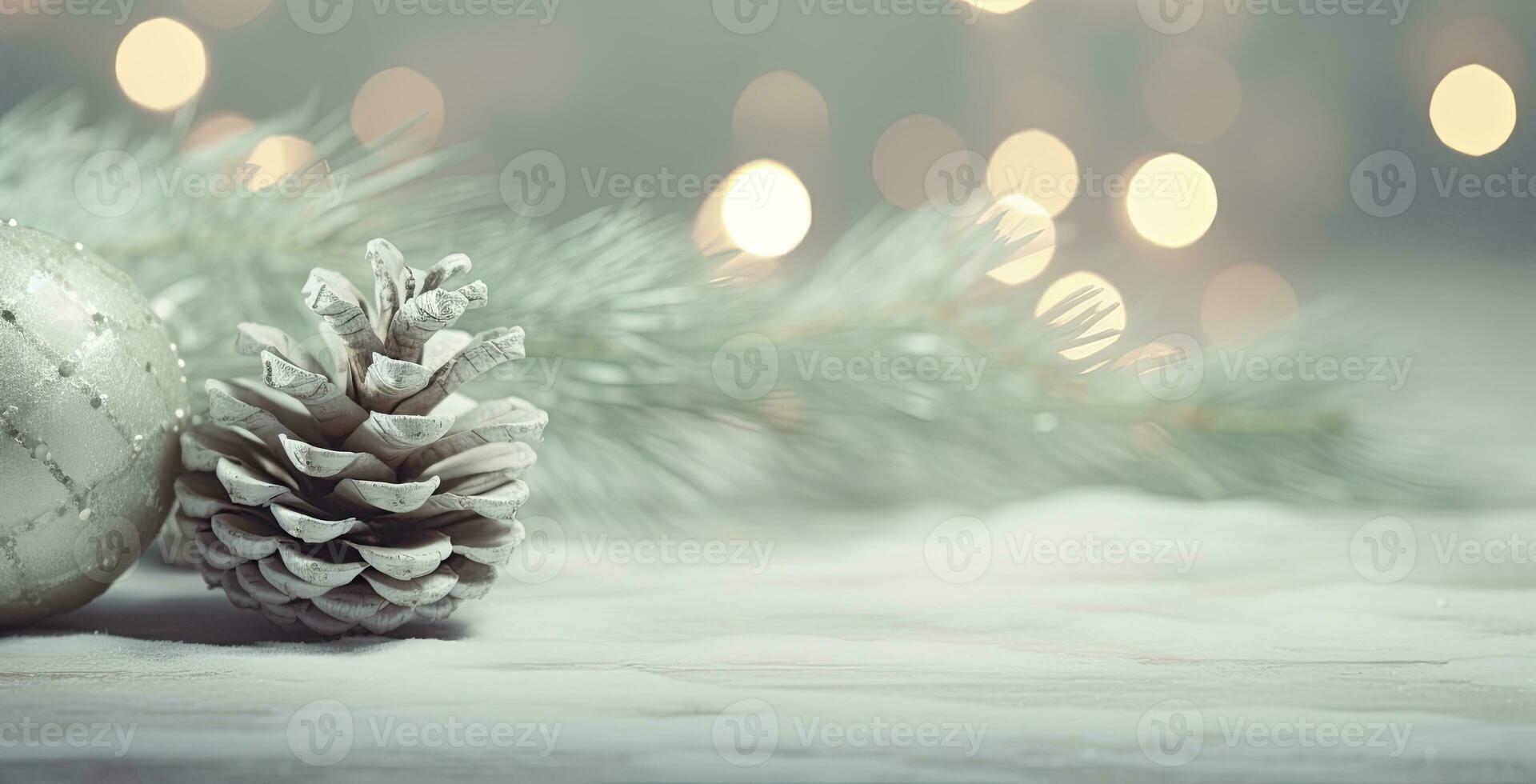 Christmas pine cone with light decorations for design. Merry Christmas Background. AI Generated photo