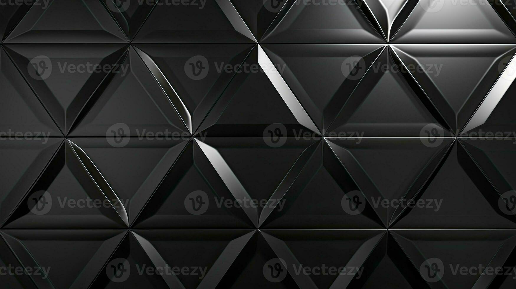 Polished Semigloss Wall Background with Triangular Black Block Tiles. AI Generated photo