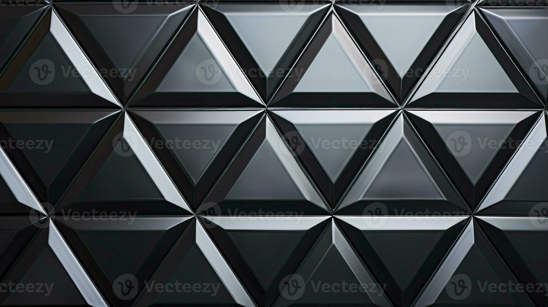 Polished Semigloss Wall Background with Triangular Black Block Tiles. AI Generated photo