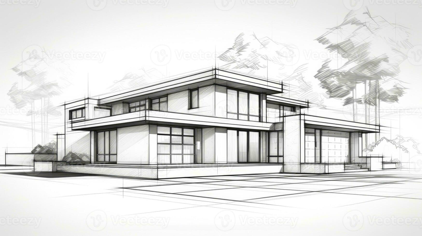 Architectural Sketch of a House Building Concept. AI Generated photo