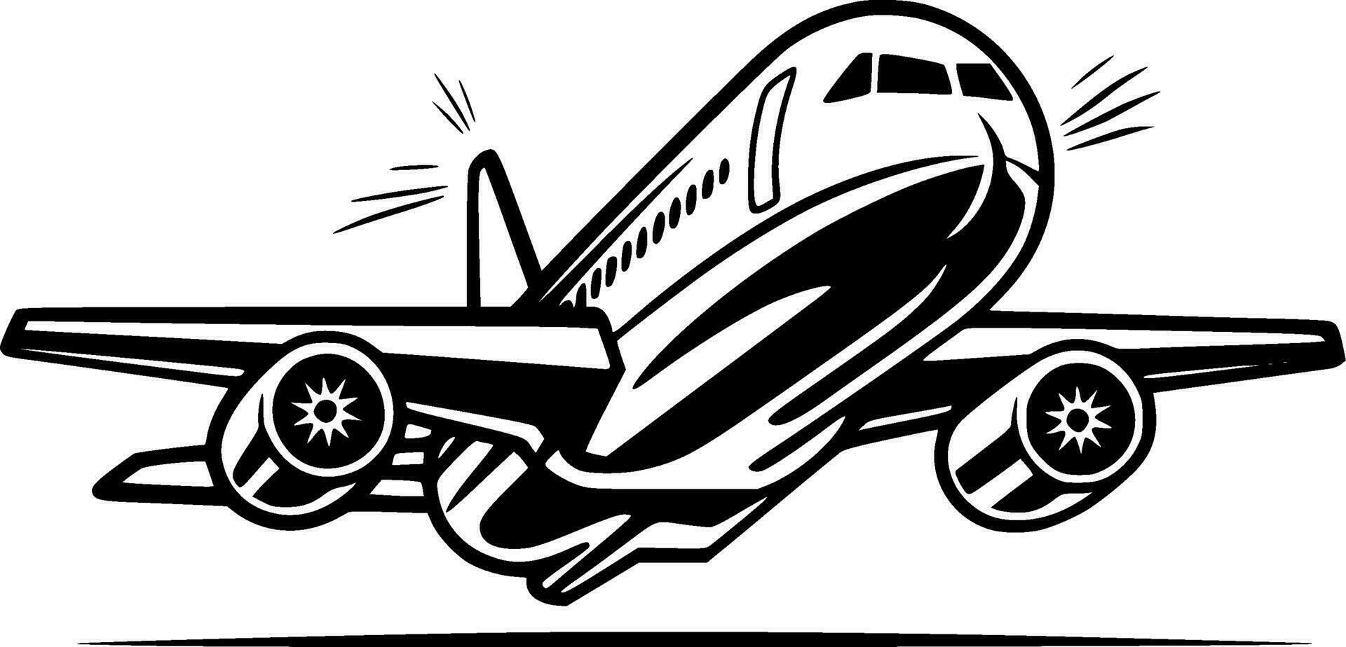 Plane, Black and White Vector illustration