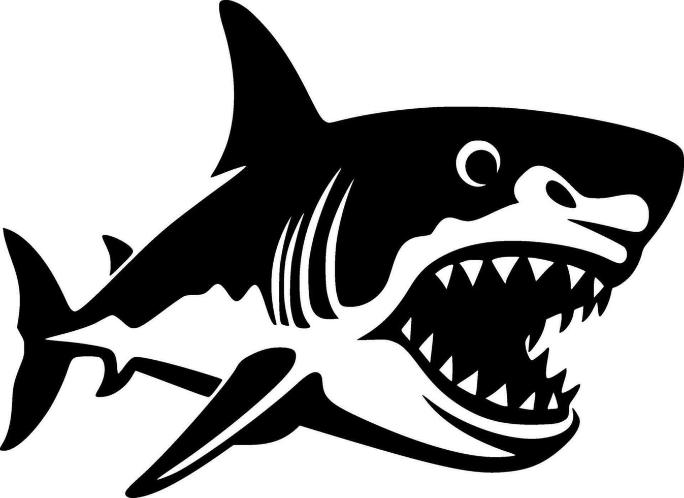 Shark - Black and White Isolated Icon - Vector illustration