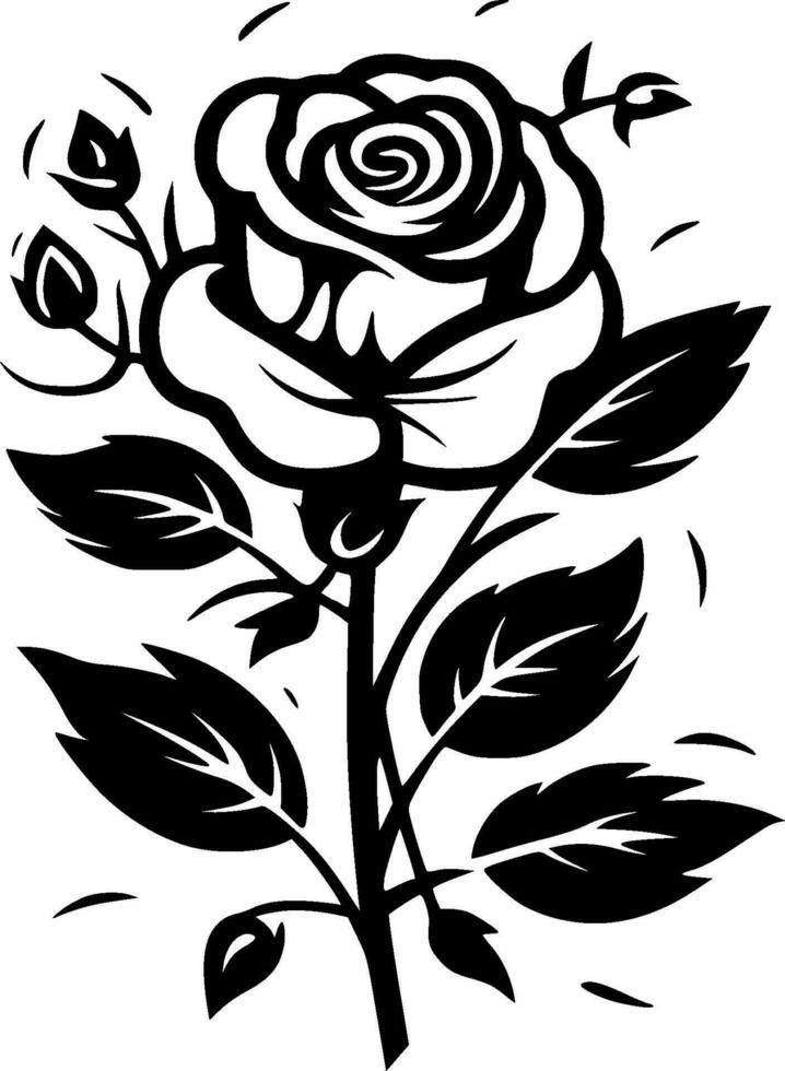 Roses - Black and White Isolated Icon - Vector illustration
