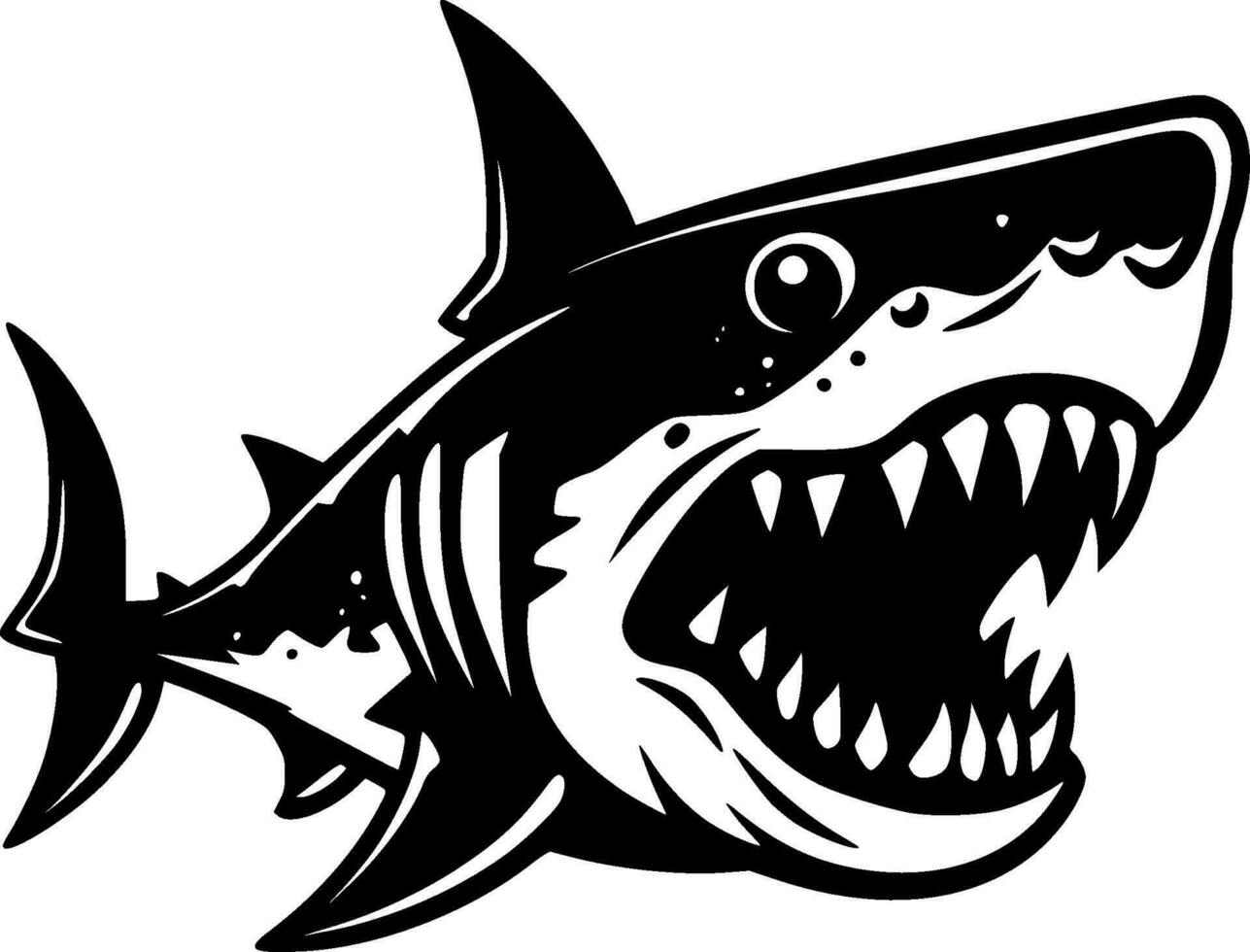 Shark, Black and White Vector illustration