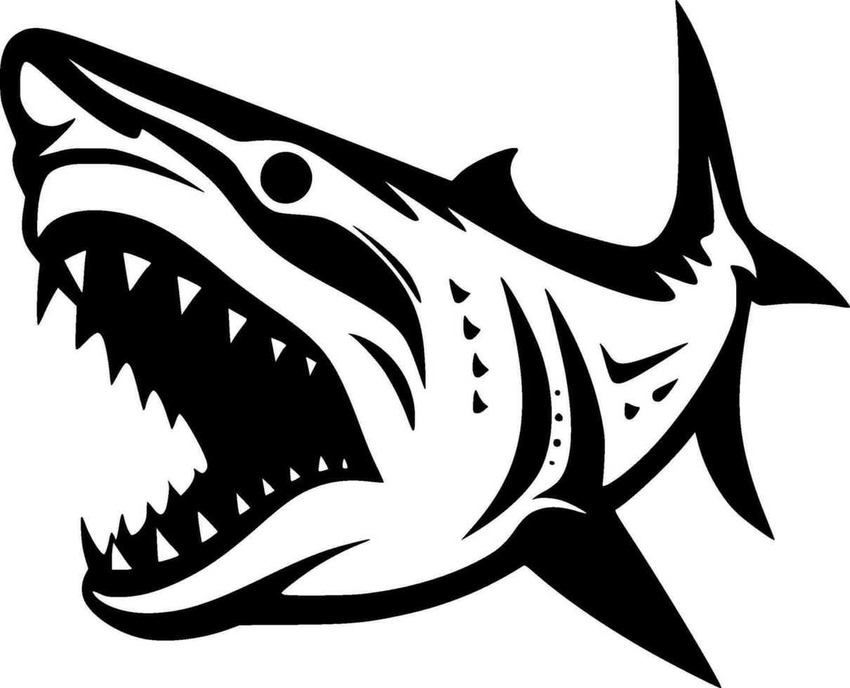 Shark, Black and White Vector illustration