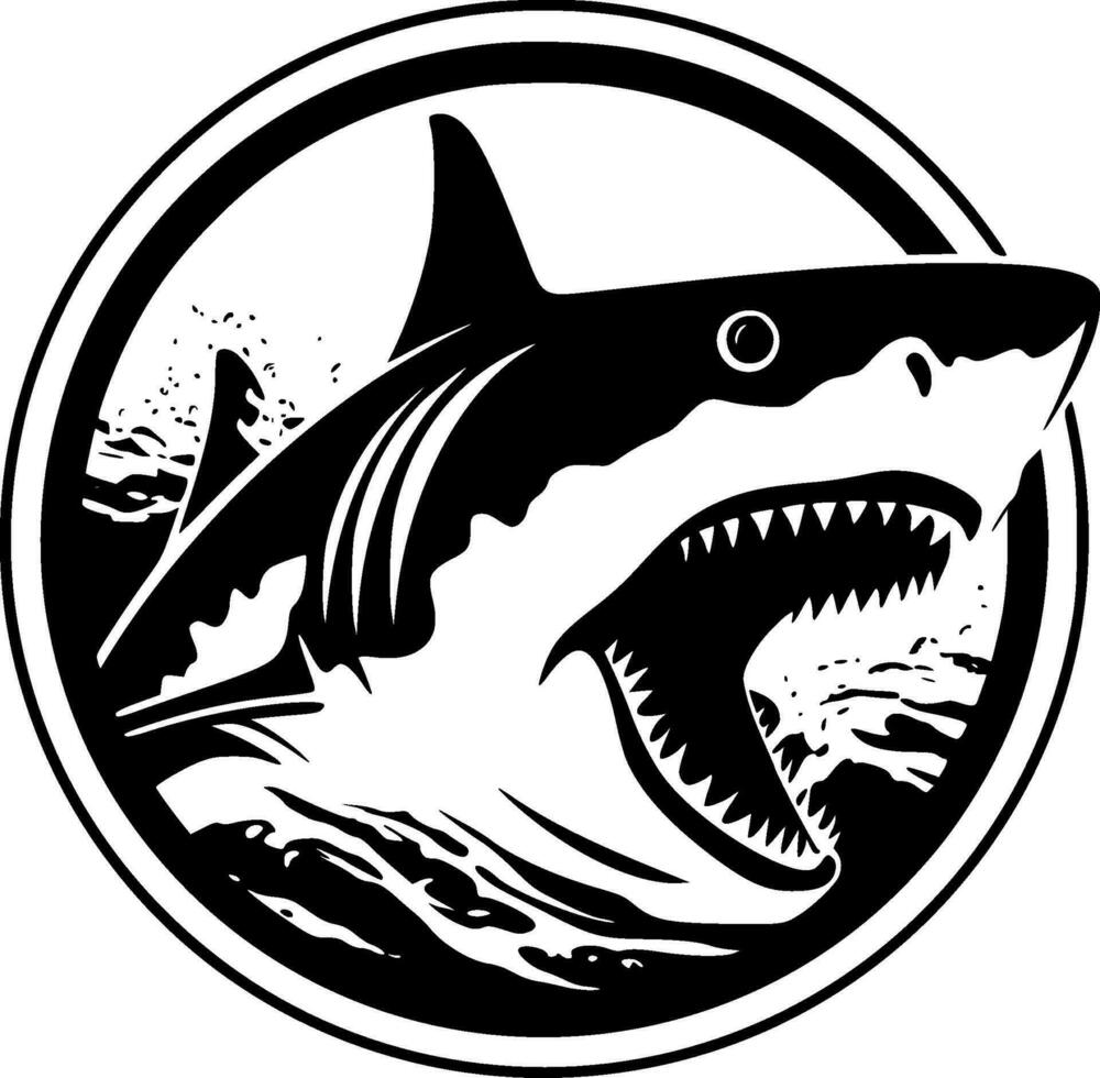 Shark, Black and White Vector illustration