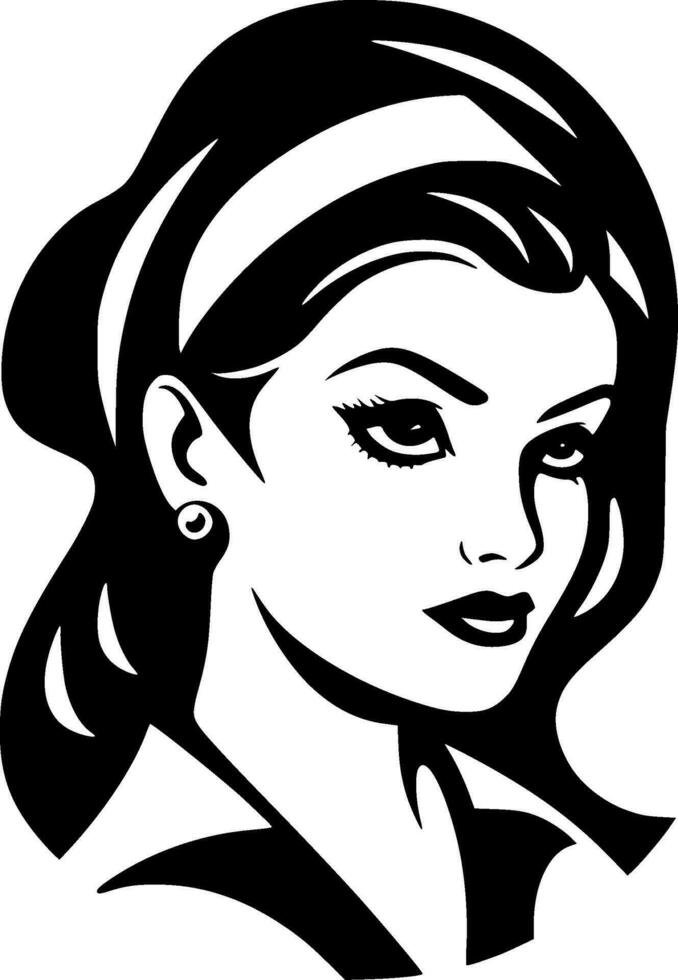 Nurse, Black and White Vector illustration