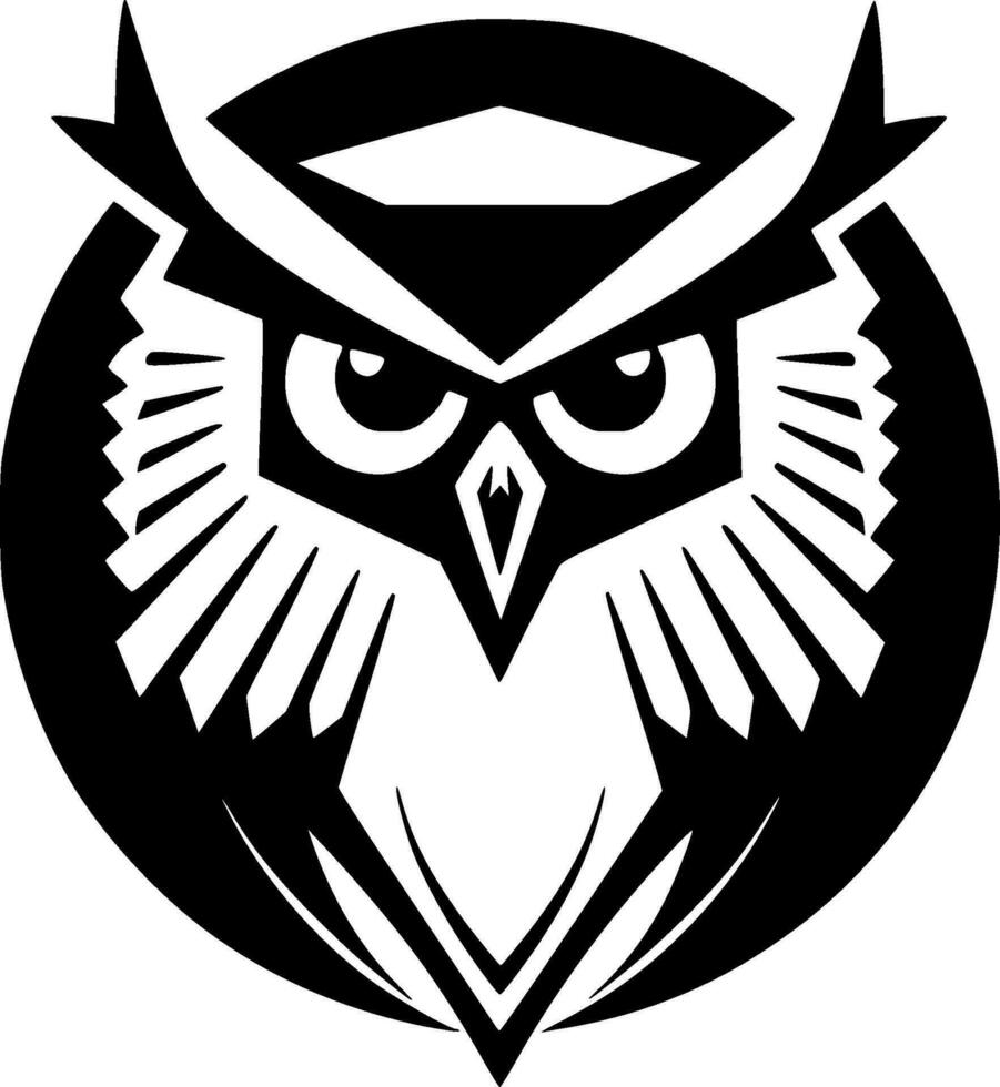 Owl - Black and White Isolated Icon - Vector illustration