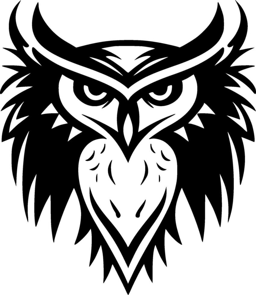 Owl, Black and White Vector illustration