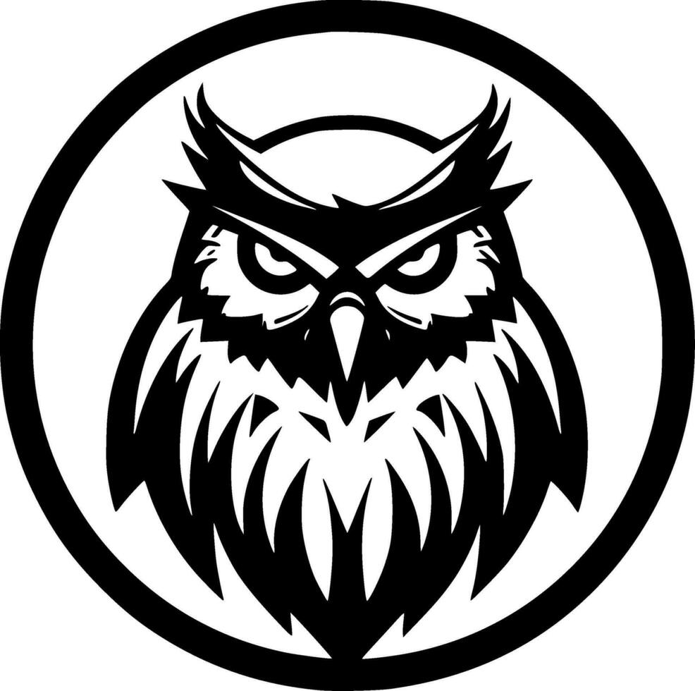 Owl - Black and White Isolated Icon - Vector illustration