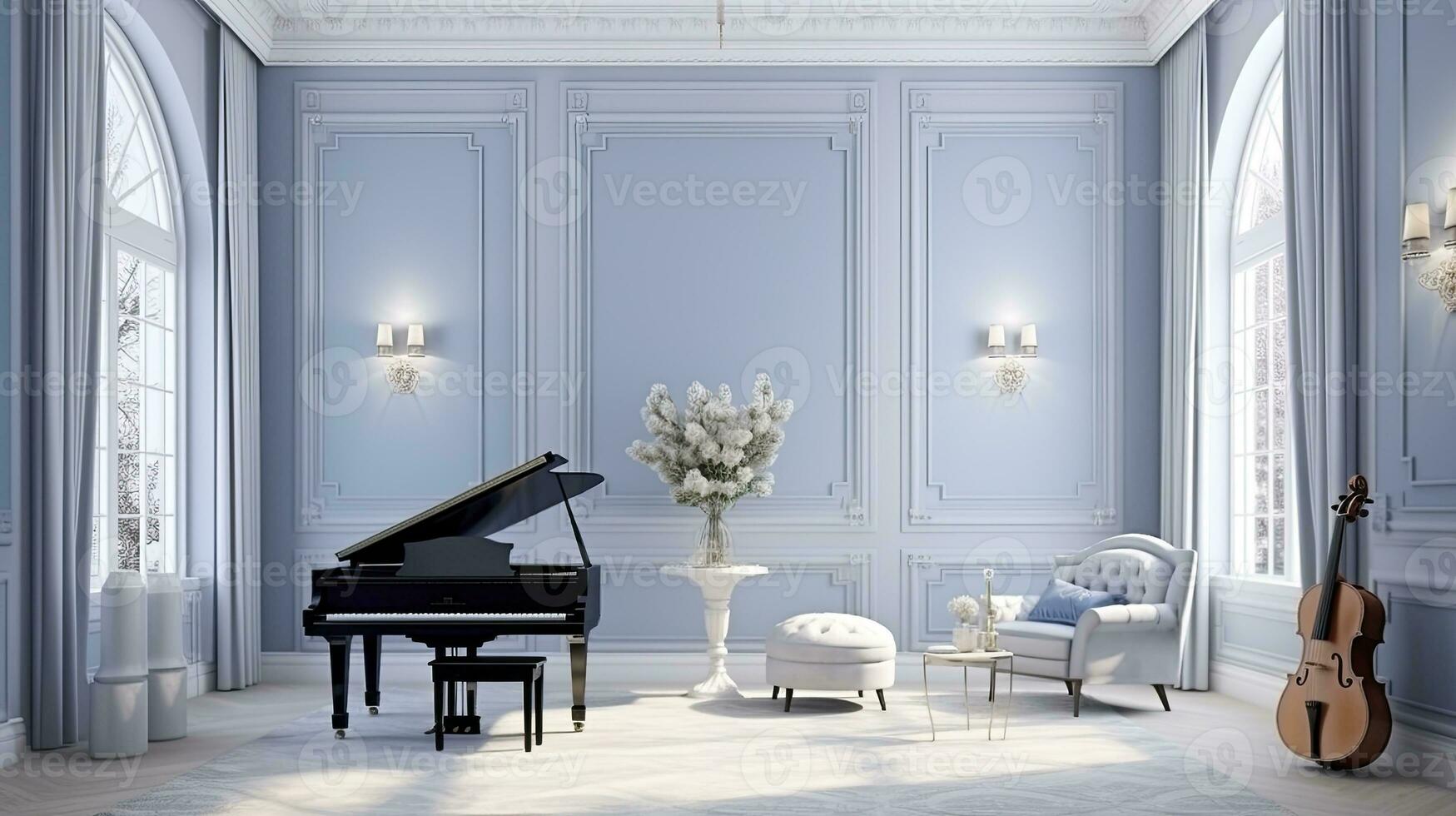 Modern Interior Music Room Design. AI Generated photo